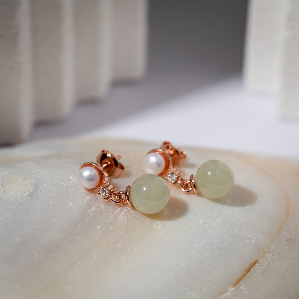 Celestial Radiance -  Hetian Jade Collection  Jewelry Set “"Apricot Glow and Jade Radiance" Hetian Jade Jewelry Set