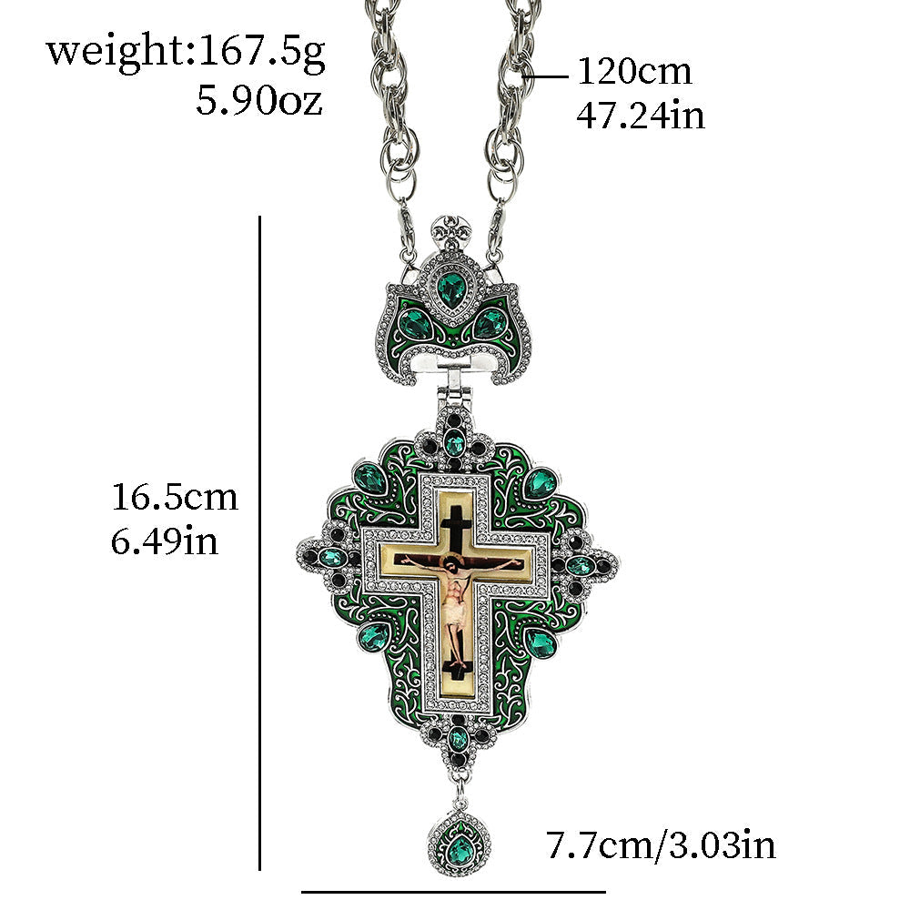 European and American Retro Style Cross Hip-Hop Necklace for Men and Women, 18k Gold-Plated Alloy Pendant