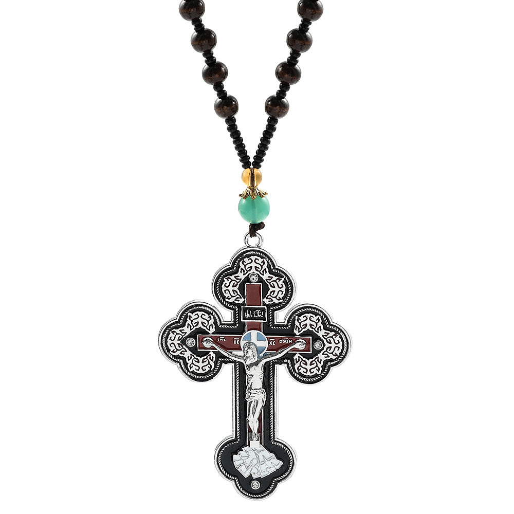 European and American Retro Style Cross Hip-Hop Necklace for Men and Women, 18k Gold-Plated Alloy Pendant